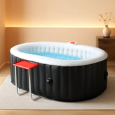 Black 2 Person Oval Inflatable Hot Tub With 90 Jets-0