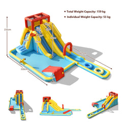 NNECW 7 in 1 Inflatable Water Park Dual Long Slide Jumping Bounce House with Blower-3