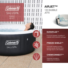 Black 4 Person Inflatable Hot Tub With 60 Air Jets Outdoor Spa-2