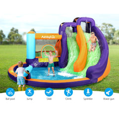NNEDSZ AirMyFun Inflatable Water Slide Kids Jumping Trampoline Castle Double Slide-3