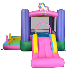 6-in-1 Bouncy Castle Inflatable Bounce House with Slide and Ball Pit with 480W Blower-0