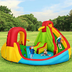 Kid's Inflatable Water Slide Bounce House with Climbing Wall and Pool Without Blower-1