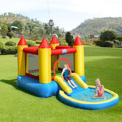 Inflatable Kids Slide Bounce House with 550w Blower-0