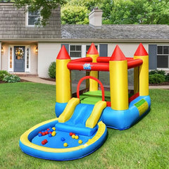 Inflatable Kids Slide Bounce House with 550w Blower-1