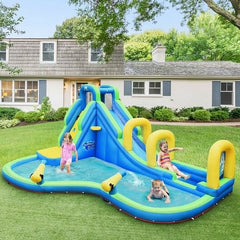 Inflatable Water Slide Kids Bounce House with Water Cannons and Hose Without Blower-2