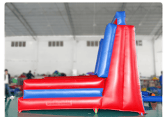 Red and blue Soft Summits inflatable climbing wall with simple design for easy setup and indoor or outdoor use.