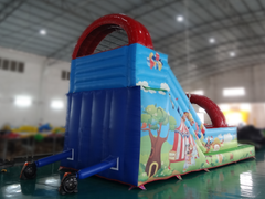 A back-angle view of Soft Summits' commercial-size PVC inflatable water slide, showcasing its sturdy structure and seamless design for high-capacity fun.