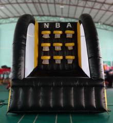 Front view of Soft Summits' inflatable basketball hoop wall, designed for fun and competitive play at events and gatherings.