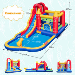 NNECW 9-in-1 Inflatable Bounce Castle with Waterslide for 3+ (with 680W Blower)-3
