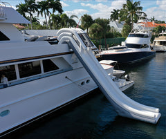 Soft Summits' large inflatable yacht slide—perfect for adding excitement and fun to luxury boat experiences and water adventures.