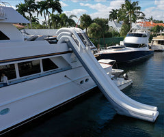 Soft Summits' large inflatable yacht slide—perfect for adding excitement and fun to luxury boat experiences and water adventures.