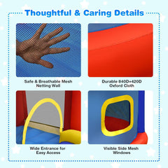 NNECW kids inflatable bouncy house with double basketball hoops, colorful outdoor playground for children’s active play.