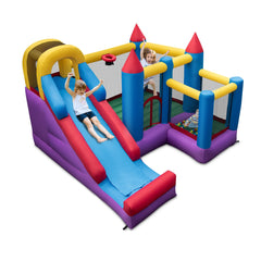 NNECW 5-in-1 Inflatable Bounce House with Slide & Trampoline without Blower-1
