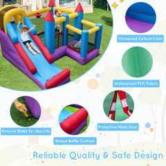NNECW 5-in-1 Inflatable Bounce House with Slide & Trampoline without Blower-2