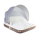 NNECW Inflatable Pool Floating Lounge Chair with 2 Cup Holders Retractable Canopy