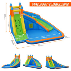 NNECW Inflatable Water Slide Wet & Dry Bounce House with Carrying Bag (without Blower)-3
