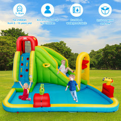 NNECW Inflatable Water Slide with Climbing Wall & Pool & Water Gun & Blower-2