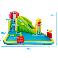 NNECW Inflatable Water Slide with Climbing Wall & Pool & Water Gun & Blower-3