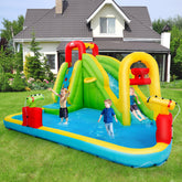 NNECW Inflatable Water Slide with Climbing Wall & Pool & Water Gun & Blower-0
