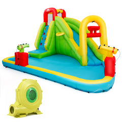 NNECW Inflatable Water Slide with Climbing Wall & Pool & Water Gun & Blower-1
