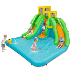 NNECW Inflatable Water Park with Two Slides for Outdoor Play without Blower-1