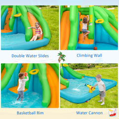 NNECW Inflatable Water Park with Two Slides for Outdoor Play without Blower-3