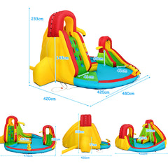 NNECW Inflatable Water Park Jumping Castle with 680W Electric Air Blower for Kids-3