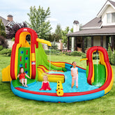NNECW Inflatable Water Slide Jumping Castle with Two Slides Trampoline-0