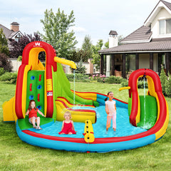 NNECW Inflatable Water Slide Jumping Castle with Two Slides Trampoline-0