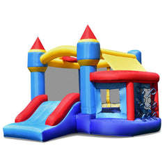 NNECW 5-in-1 Inflatable Kids Jumping Castle Bouncer with Slide No Blower-1