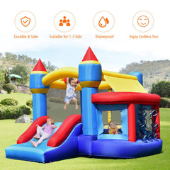 NNECW 5-in-1 Inflatable Kids Jumping Castle Bouncer with Slide No Blower-2