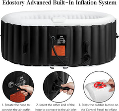 Black 2 Person Oval Inflatable Hot Tub
