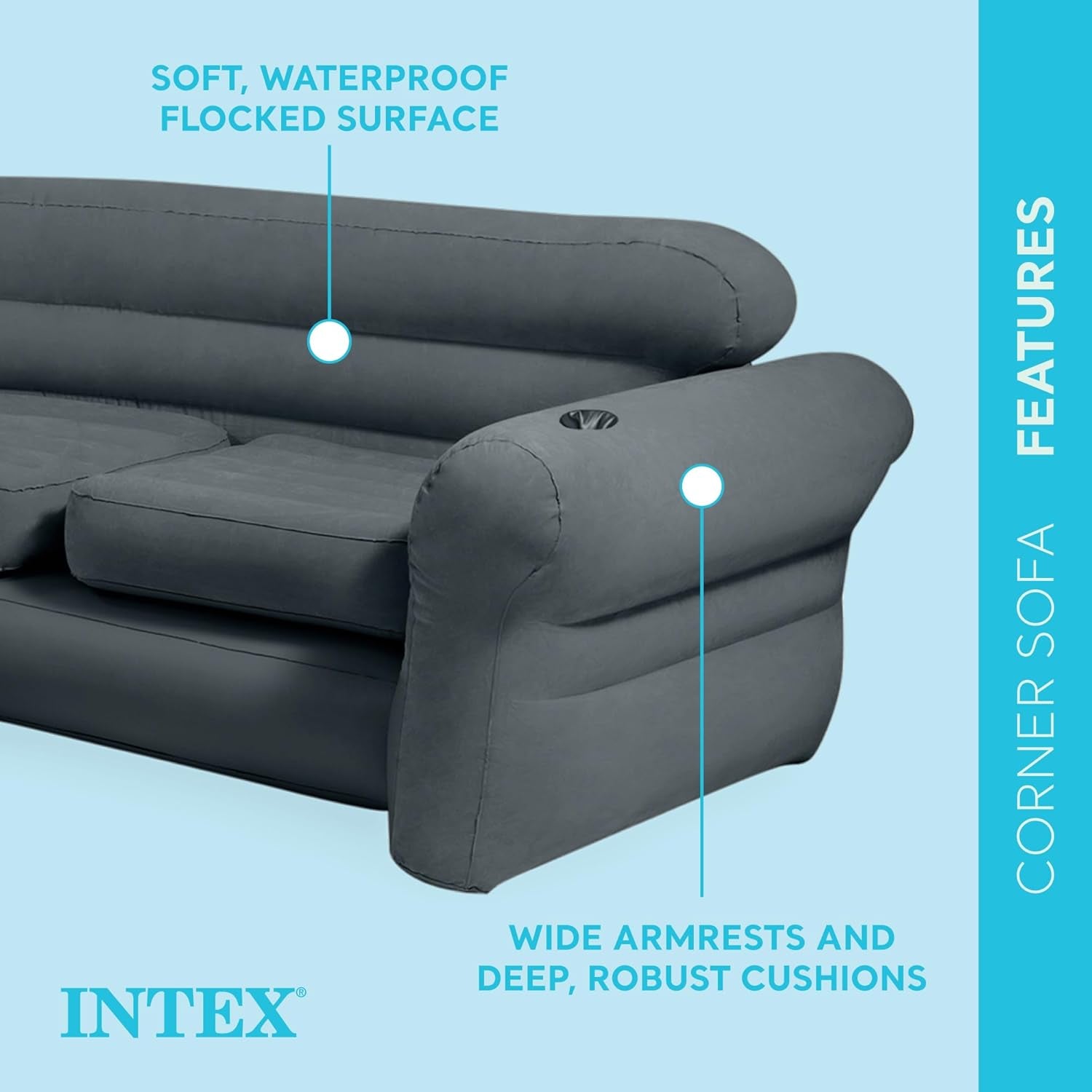 Indoor Inflatable Sofa Set Corner, Chairs, Ottomans, Valves