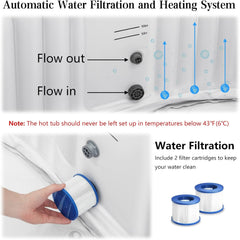 Black 2 Person Oval Inflatable Hot Tub With 90 Jets-3