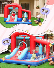 Inflatable Bounce House with Slide, Ball Pit & Hoop