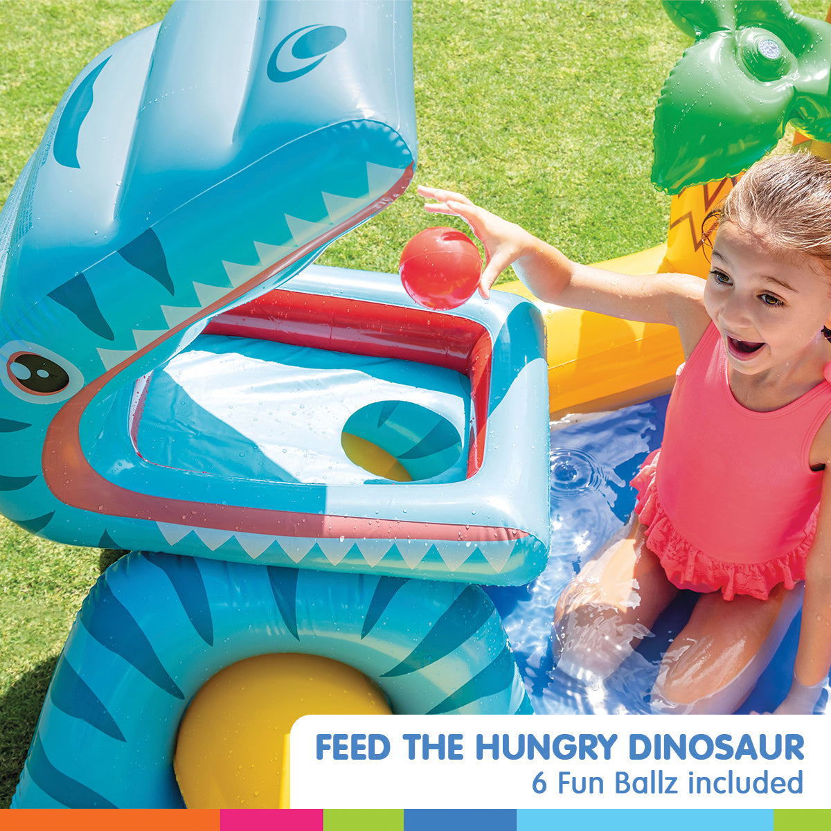 NNEDPE Intex 57444 Dinosaur Play Centre Kids Inflatable Pool with Water Slide