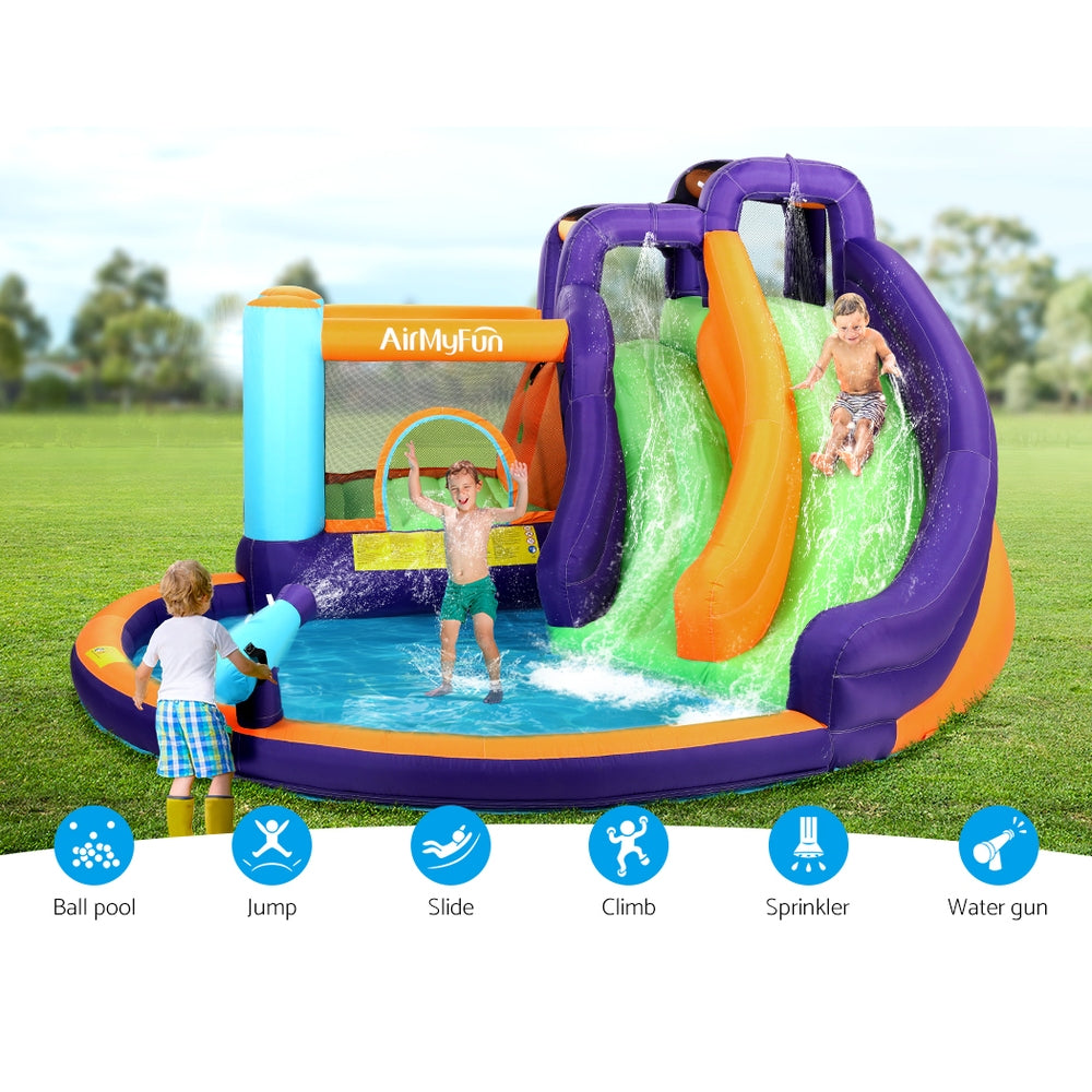 NNEDSZ AirMyFun Inflatable Water Slide Kids Jumping Trampoline Castle Double Slide