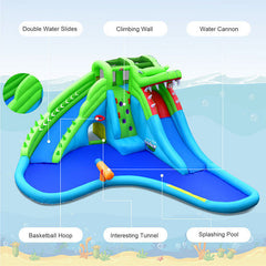 7-in-1 Inflatable Bounce House with Splashing Pool without Blower-3