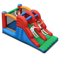 6-in-1 Inflatable Bounce House with Climbing Wall and Basketball Hoop with Blower