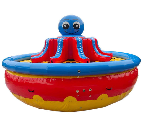 Soft Summits inflatable octopus towable with vibrant orange and blue design, featuring multiple handles for water fun.