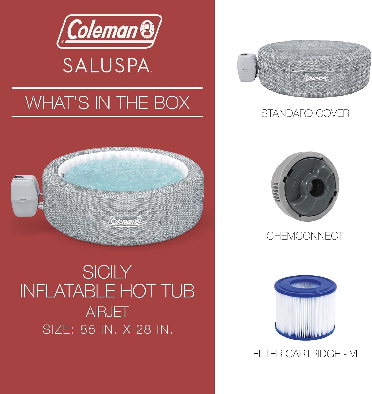 7 Person Gray Inflatable Hot Tub 180 Jets