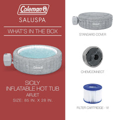 7 Person Gray Inflatable Hot Tub 180 Jets