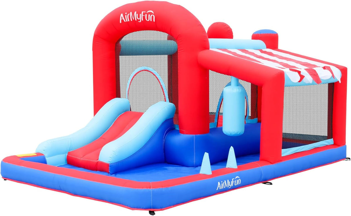 Inflatable Bounce House with Slide, Ball Pit & Hoop