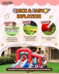 Inflatable Bounce House with Slide, Ball Pit & Hoop