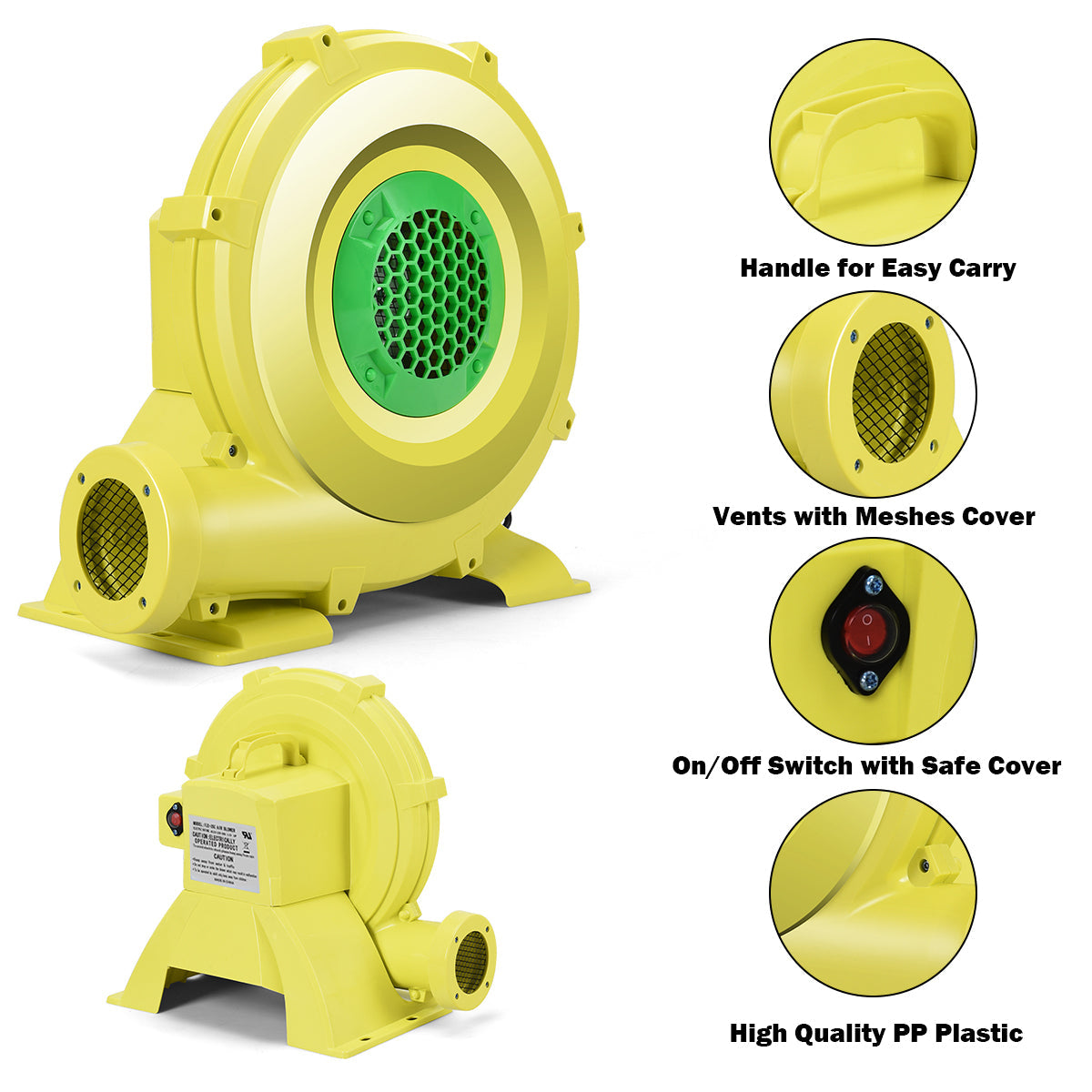 NNECW 680W Electric Air Fan Blower for Inflatable Bounce House