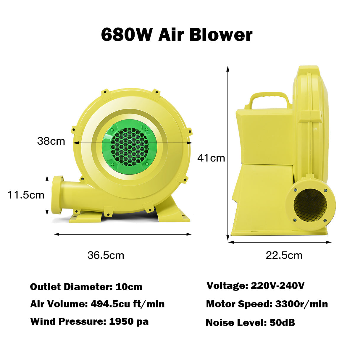 NNECW Inflatable Water Park Jumping Castle with 680W Electric Air Blower for Kids