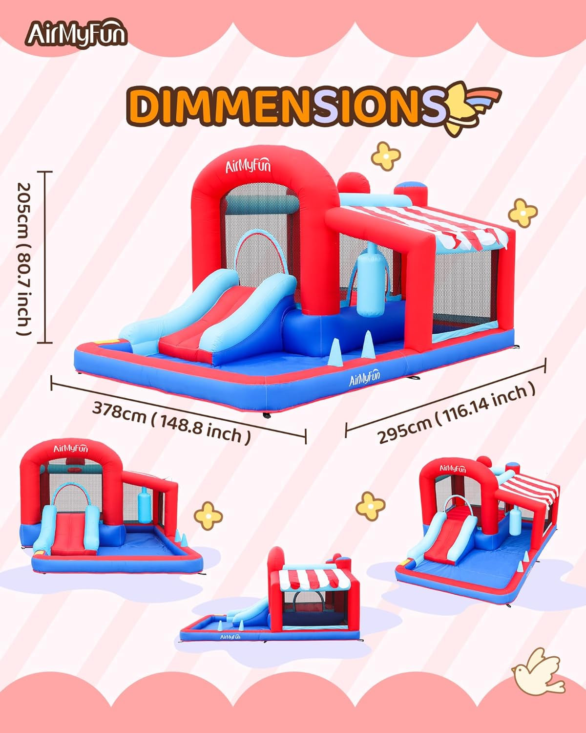 Inflatable Bounce House with Slide, Ball Pit & Hoop