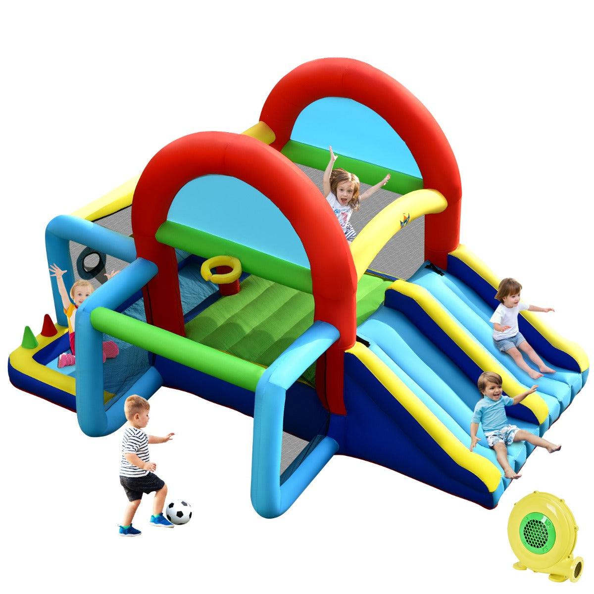 NNECW Inflatable Bounce House with Dual Slides and Jumping Area with 450W Blower