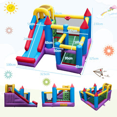 NNECW 5-in-1 Inflatable Bounce House with Slide & Trampoline with Blower-3