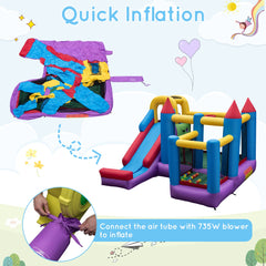 NNECW 5-in-1 Inflatable Bounce House with Slide & Trampoline with Blower